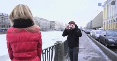 Romantic blonde barely legal lady Alla fucks with schlong - drtuber.com - Russia