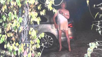 Me outdoors in the Evening With my Knickers down and Naked - ashemaletube.com