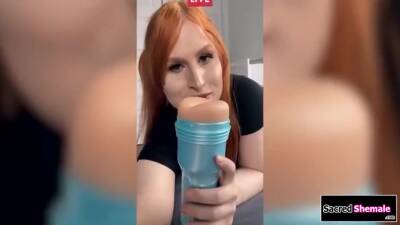 Evie Envy In Busty Trans Bangs A Fleshlight And Gets Barebacked - shemalez.com