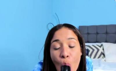 this lady enjoys sucking a dildo while spitting - drtuber.com