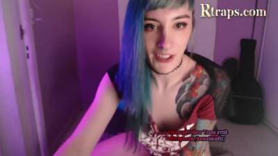thin latina tgirl with tattoos strokes her dick on webcam - ashemaletube.com - Argentina