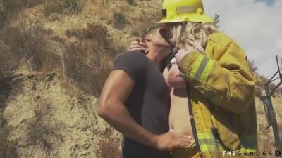 Aspen Brooks - Bigboob Trans Firefighter Rides Dick And Licks Ass For Cum - hotmovs.com