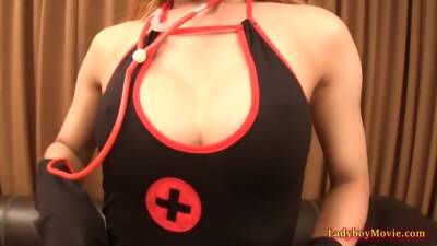 Ladyboy Nurse Fay Toys Herself And Gets Fucked Bareback - hotmovs.com