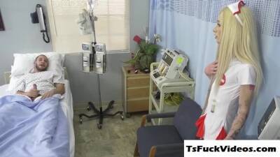 Jenna Gargles - Small tit shemale nurse Jenna Gargles helps patient wit - ashemaletube.com