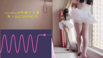 Chinese CD Enjoying Remote Sex Toys in Front of Floor t - ashemaletube.com - China