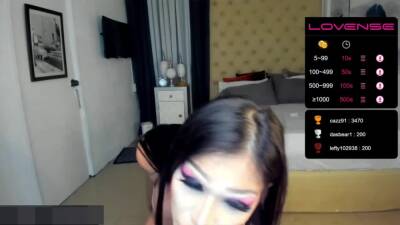 smoking filipina shemale babe with big tits and big cock jerkes off on webcam - ashemaletube.com - Thailand - China