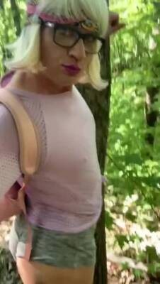 Public Hiking Trail T girl Crossdresser QUICK Dildo Ass - ashemaletube.com