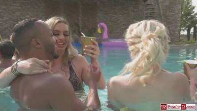 Jade Venus - Kate Zoha - Ivory Mayhem - Nadia Love - Hot tgirls have an orgy in a pool party with guys and a girl - ashemaletube.com