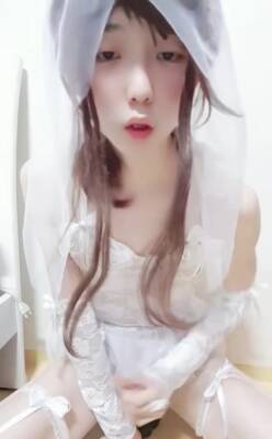 Sexy Korean CD bride YoungWoozzz is cumming without hands while riding dildo - ashemaletube.com - North Korea