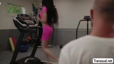 Seductive Trans Gets Her Ass Licked And Banged In The Gym With Ariel Demure - hotmovs.com