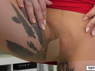 Lena Moon - Tattooed transsexual Lena Moon is asslicked and anal fucked - ashemaletube.com