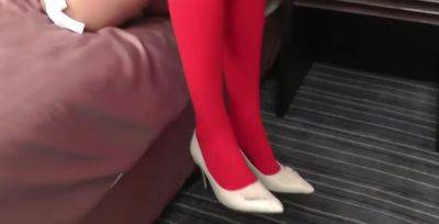 Brunette Ladyboy in Red Stockings Teases with her - hotmovs.com