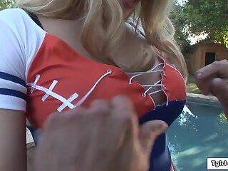 Jesse Flores - Busty trans cheerleader Jesse Flores assfucks coach outdoor - ashemaletube.com