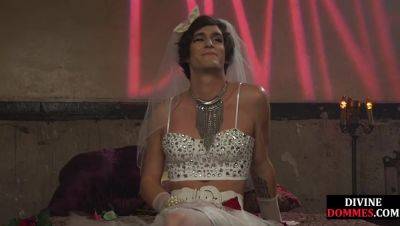 BDSM domina pegs bride crossdresser in voyeur session - hotmovs.com