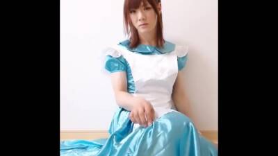 Japanese Crossdresser MARY wearing Satin Alice Maid Dress - FULL VID ON ONLYFANS - pornhub.com - Japan