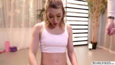 Shemale Blonde - Jewelz Blu And Emma Rose - Big Tits Ts Yoga Instructor Fucks Babe - hotmovs.com